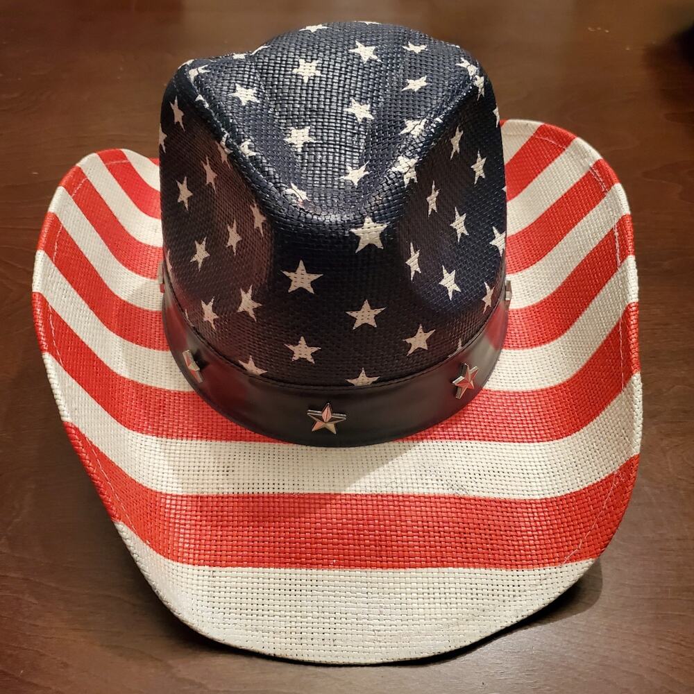 Sattleback Hats Western Cowboy Hat American Flag Fits Medium Size Womans head